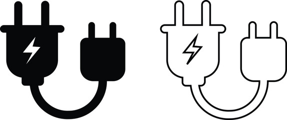 various charges icons flat and line collection isolated on transparent background. charging vector format for various devices smartphone laptop tablet and smartwatch AC sockets with power plugs
