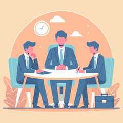 business people meeting. vector illustration. brainstorming,  cooperation, leadership concept.