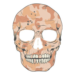 Cyprus Camouflage skull illustration, tee shirt graphics, vectors, typography, single skull pattern, isolated white background. Dtf and dtg print for tee, sweatshirt and hoodie.