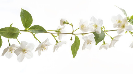 Fototapeta premium branch of jasmine flowers isolated on white background : Generative AI