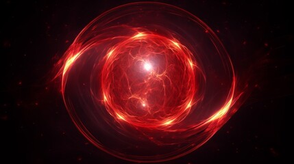 Obraz premium Red Energy Orb With Glowing Lines Abstract Illustration