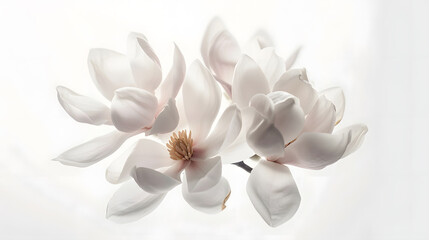 magnolia flowers isolated on white : Generative AI