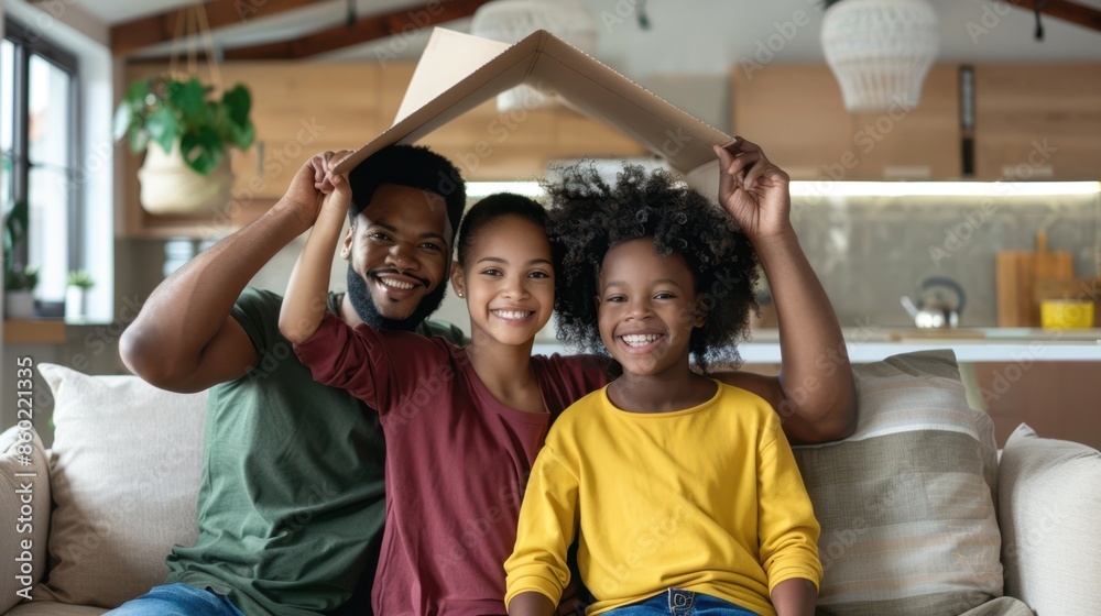 Sticker The family with cardboard roof