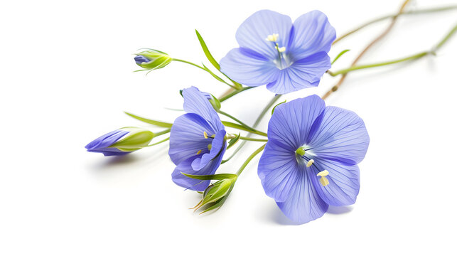 Blue Flax Flowers isolated on white : Generative AI