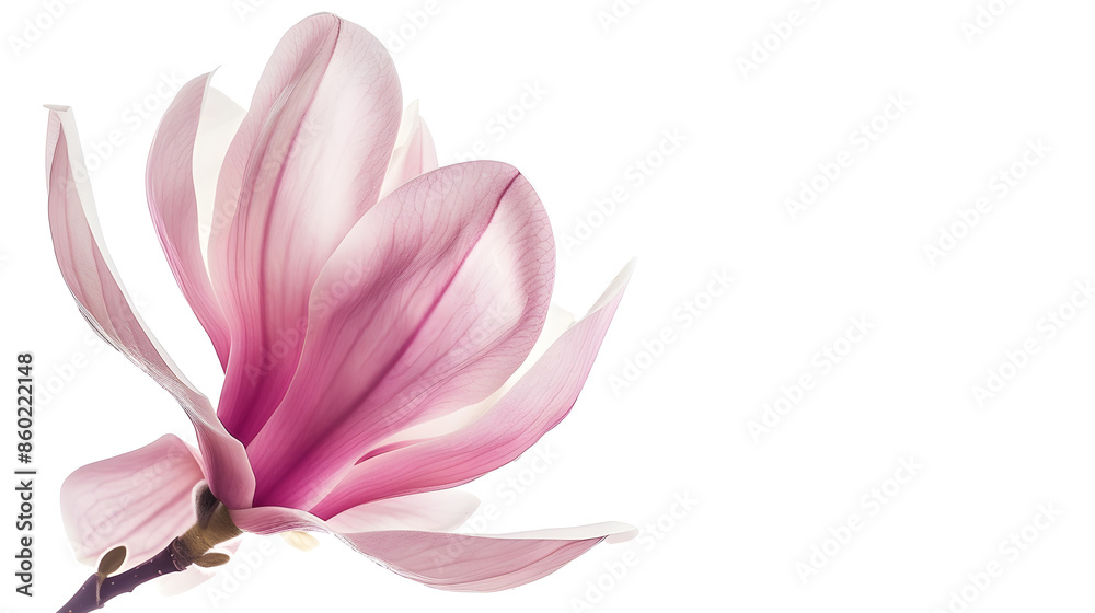 Poster Pink magnolia flower isolated on white background with full depth of field : Generative AI