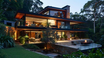 Obraz premium Modern Home With Stunning View And Terrace