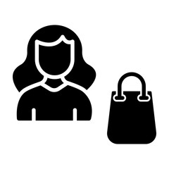 Woman Shopping Glyph Icon