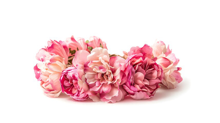 Pink Flower Crown Front View isolated on white background with clipping paths : Generative AI