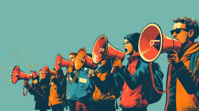 Protests highlight the voices of people advocating for freedom and justice, supported by donations and charitable actions to further their causes. AIG535