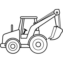 Fototapeta premium Building transportation al lineart set. Excavator tractor grader tipper. collection of line art. 