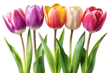 Obraz premium Set Of Tulips Isolated On Transparent Background 