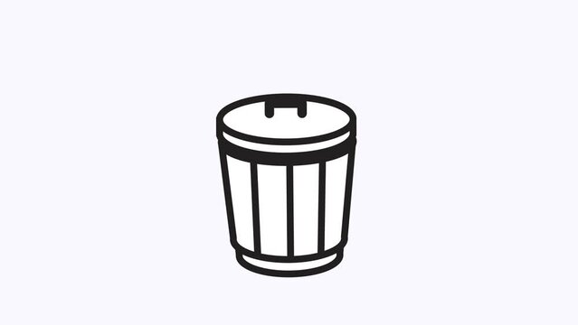 trash throw into trash bin icon sticker, on transparent background, easy to edit 