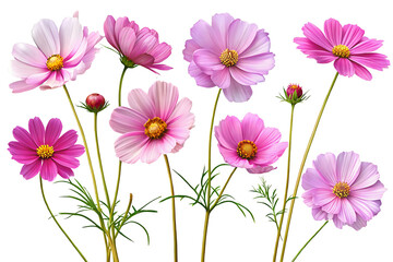 Set Of Flowers Isolated On Transparent Background, Floral Collection 
