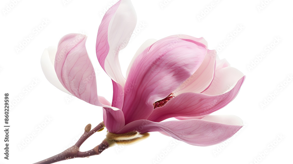 Poster Pink magnolia flower isolated on white background with full depth of field : Generative AI
