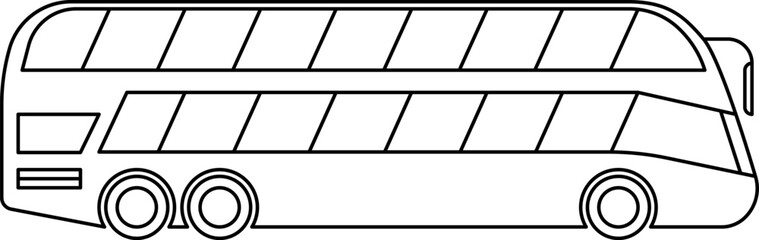 Bus Thin Line Outline Icon. Transportation symbol. Bus side view. School Bus, City transport. Double decker, intercity, Bus tour transport line icon. Transportation vehicle sign. Vector illustration.