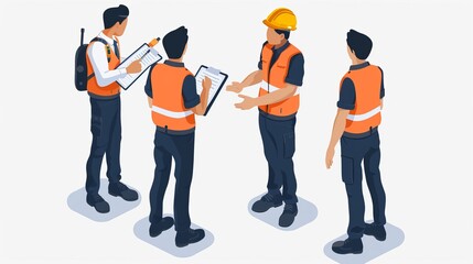 Obraz premium A man in a yellow vest is holding a tablet