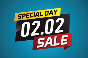 Fototapeta premium 2.2 Special day sale word concept vector illustration with ribbon and 3d style for use landing page, template, ui, web, mobile app, poster, banner, flyer, background, gift card, coupon