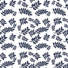 Seamless pattern blue  leaves design  wallpaper  tablecloth texture 