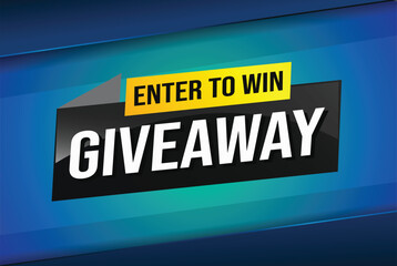 Obraz premium giveaway enter and win word vector illustration 3d style for social media landing page, template, ui, web, mobile app, poster, banner, flyer, background, gift card, coupon, label, wallpaper
