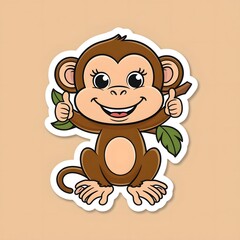 Fototapeta premium Playful Monkey 3D Sticker Cute and Expressive Fun!