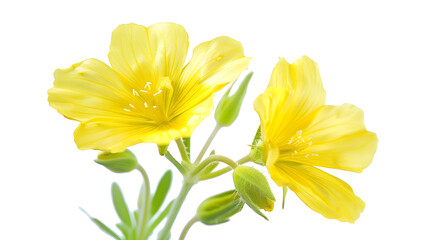 Fototapeta premium Common evening primrose flowers isolated on white : Generative AI