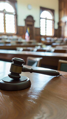 Justice, Law, Attorney and Court judge concept. Gavel of man judge in court room . Professional lawyer considering with contract papers in courtroom.