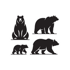 Stylish bear silhouette for creative inspiration - wildlife silhouette - bear black vector
