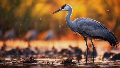 Naklejka premium World Crane Day. a crane in the wild. wild birds, beautiful crane