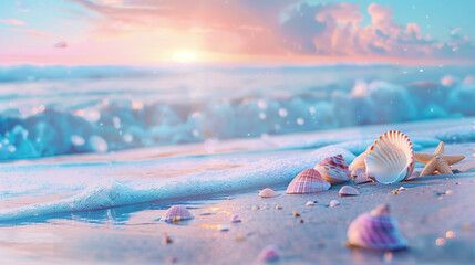 Fresh seaside seashell background wallpaper