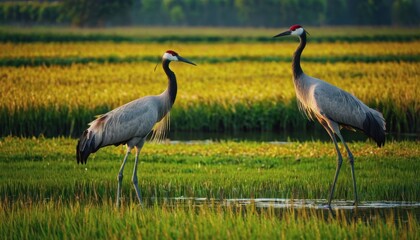 Fototapeta premium World Crane Day. a crane in the wild. wild birds, beautiful crane