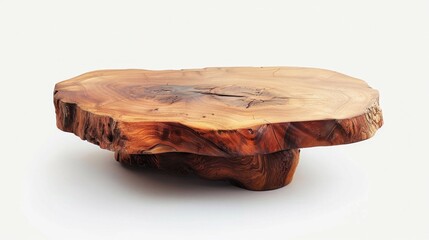 A rustic wooden coffee table with a live edge and natural finish