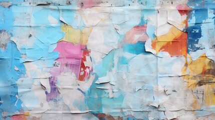 Abstract Wall with Peeling Paint and Torn Posters
