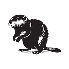 Elegant portrayal of beaver silhouette - Beaver black vector
