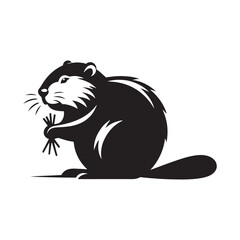 Detailed beaver silhouette for creative uses - Beaver black vector
