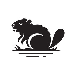 Unique beaver silhouette for digital use - Beaver illustration - minimallest Beaver vector

