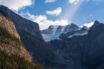 Valley of the Ten Peaks glacier. Moraine lake, Banff National Park, Canadian Rockies. Alberta, Canada.
