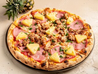 Delicious Pizza with Various Toppings on a Plate Generative AI