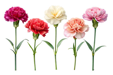 Set of Roses Isolated on Transparent Background - Multi-Colored Rose Collection