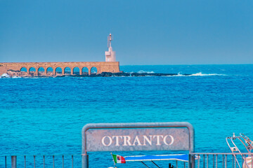 lighthouse on the sea, Otranto, Apulia, Italia, Europe, March 2024