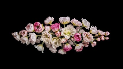 Obraz premium Beautiful elegant blossoming fresh flowers isolated on black