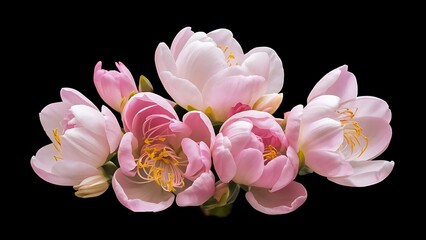 Fototapeta premium Beautiful elegant blossoming fresh flowers isolated on black
