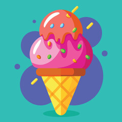 Cute happy little Ice cream cone on white background