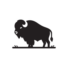 Futuristic bison silhouette for sci-fi themed designs - wildlife - bison black vector
