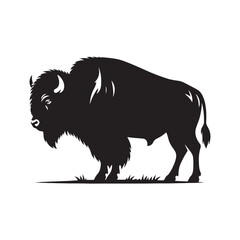 Tranquil bison silhouette for meditation artwork - bison illustration - minimallest bison vector
