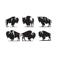 Minimalistic bison silhouette for logo design - bison illustration - minimallest bison vector
