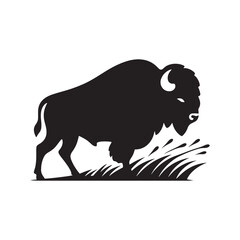Playful bison silhouette for children's illustrations - bison illustration - minimallest bison vector
