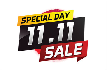 11.11 Special day sale word concept vector illustration with ribbon and 3d style for use landing page, template, ui, web, mobile app, poster, banner, flyer, background, gift card, coupon

