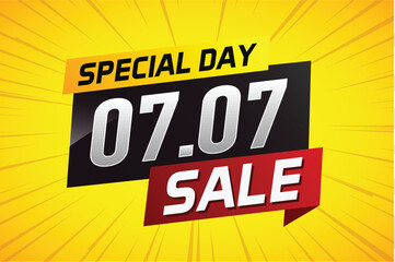 7.7 Special day sale word concept vector illustration with ribbon and 3d style for use landing page, template, ui, web, mobile app, poster, banner, flyer, background, gift card, coupon

