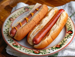 Delicious Hot Dog on a Plate for Outdoor Dining Generative AI