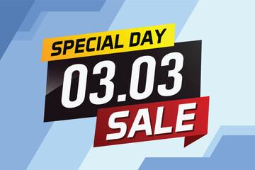 3.3 Special day sale word concept vector illustration with ribbon and 3d style for use landing page, template, ui, web, mobile app, poster, banner, flyer, background, gift card, coupon

